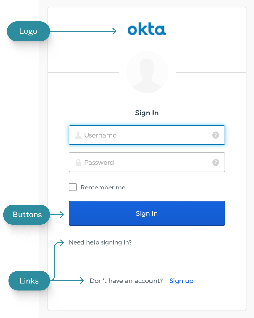 Image of basic Okta Sign-In Widget